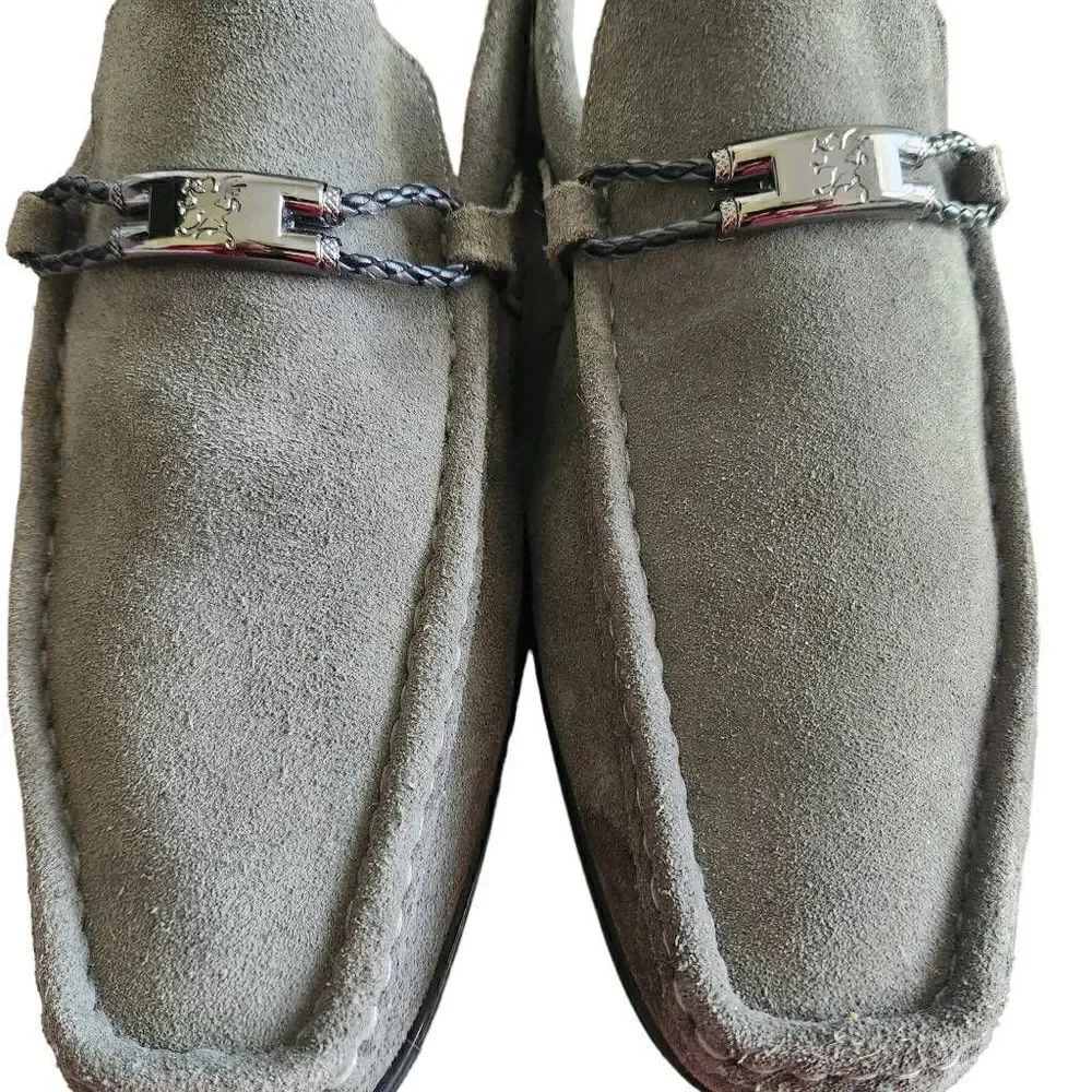 Stacy Adams Suede Loafers Mens 11.5 Neville‎ Moc Toe Bit Loafer Gray Leather